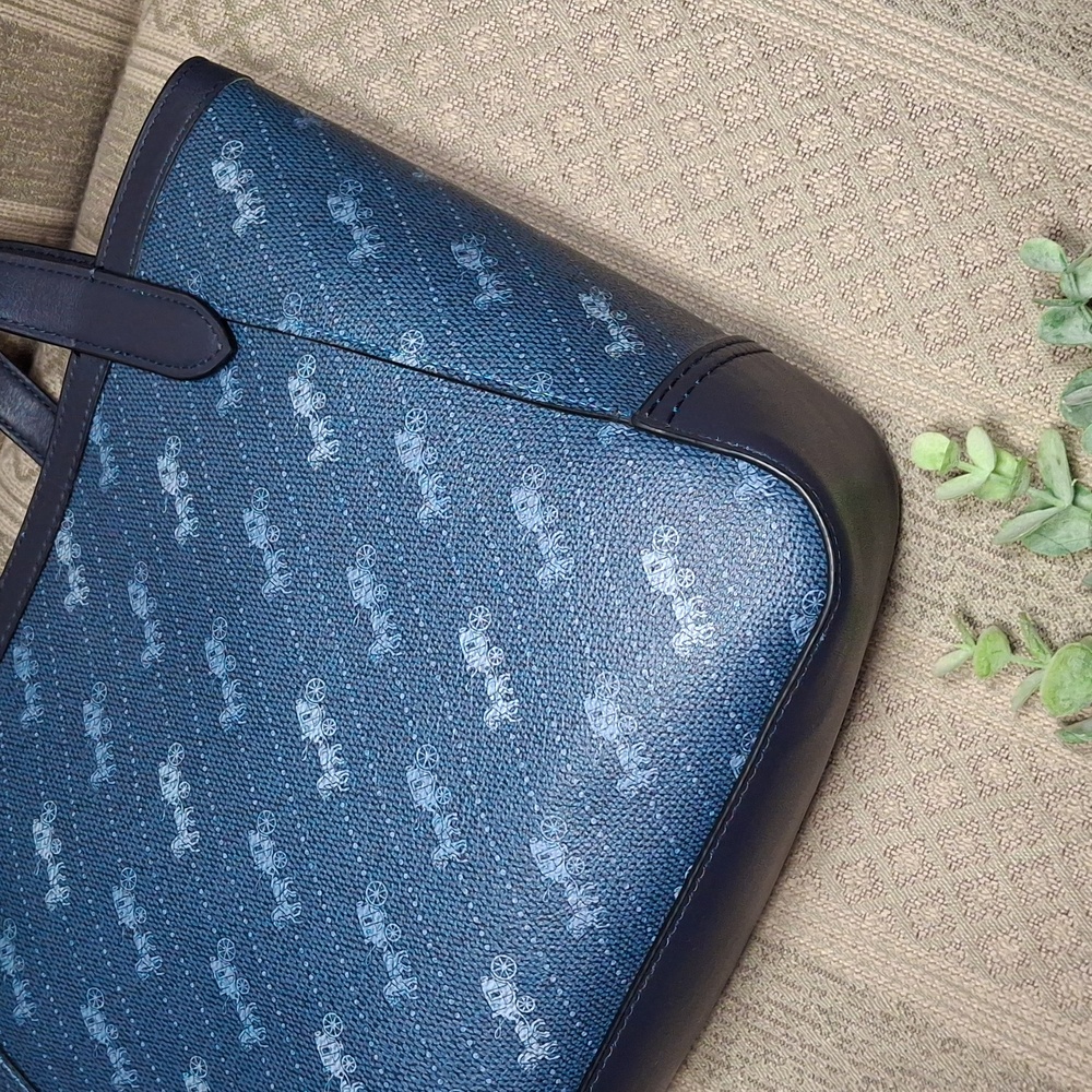 Coach Navy Blue Monogram Tote - Picture 9 of 16